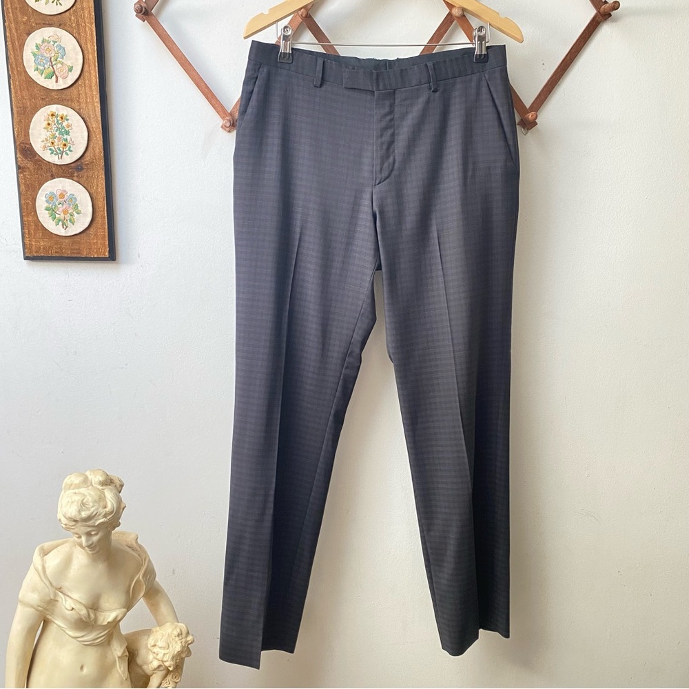 Hugo Boss Virgin Wool Plaid Trousers